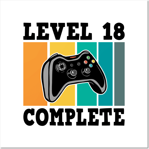 Level 18 Complete 18th Birthday 18 Years Gamer 2002 Wall Art by Kuehni